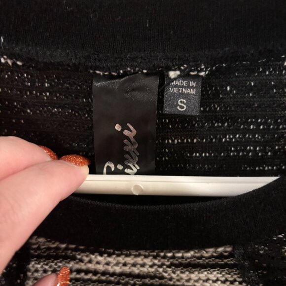 Three Pink Hearts Trixxi Black/White Long Sleeve Bodycon Lace Sweater Dress ~ S - Picture 7 of 9